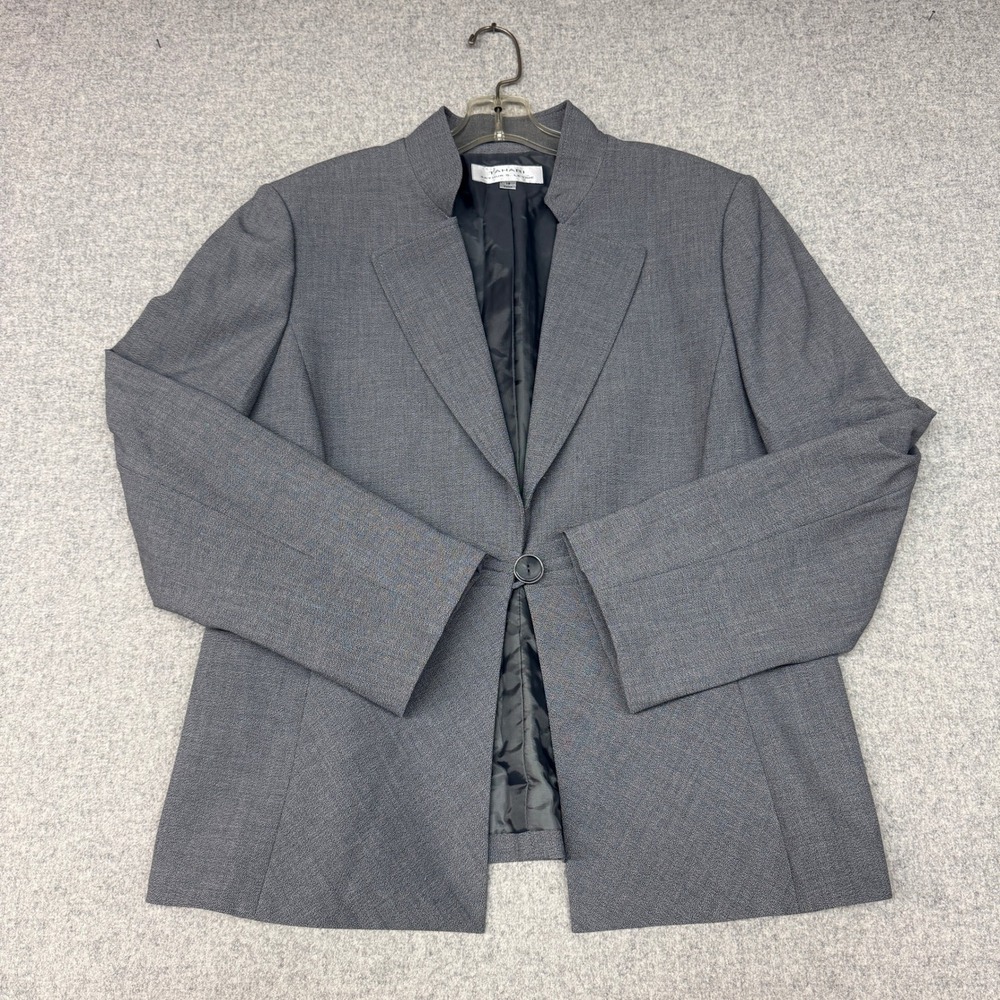 Tahari Arthur S. Levine Blazer 18 Gray Single Button Stand Collar Career Jacket